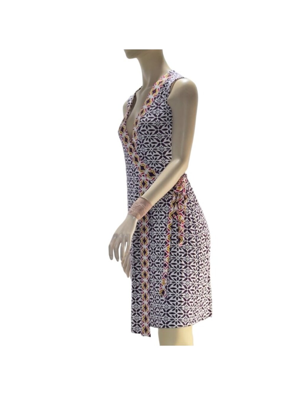 Diane Von Furstenberg Wrap Dress Geometric Purple Sleeveless Size 0 - Picture 8 of 12